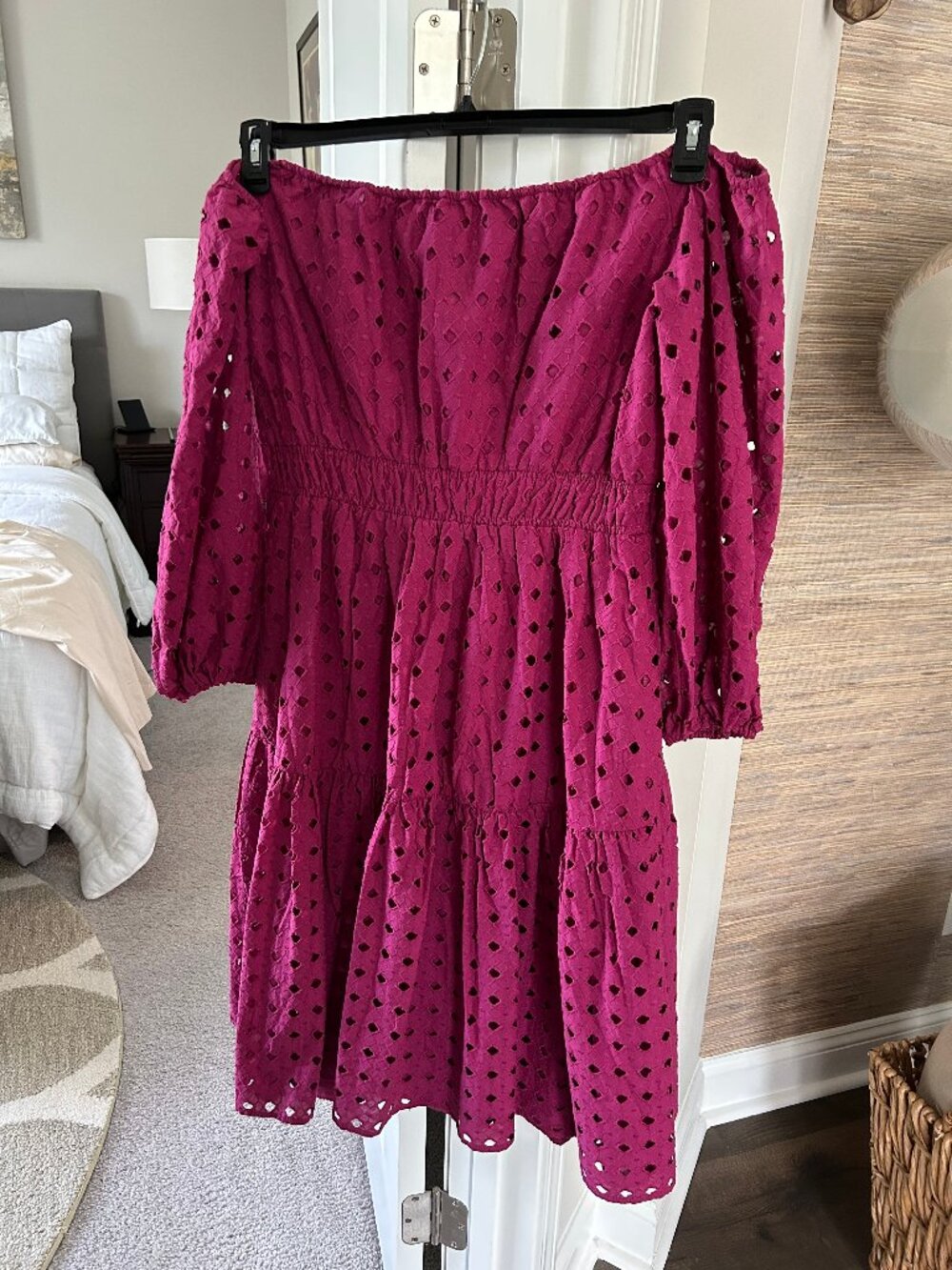 Eloquii Raspberry sundress off shoulder with sleeves, size 14 - Picture 2 of 4